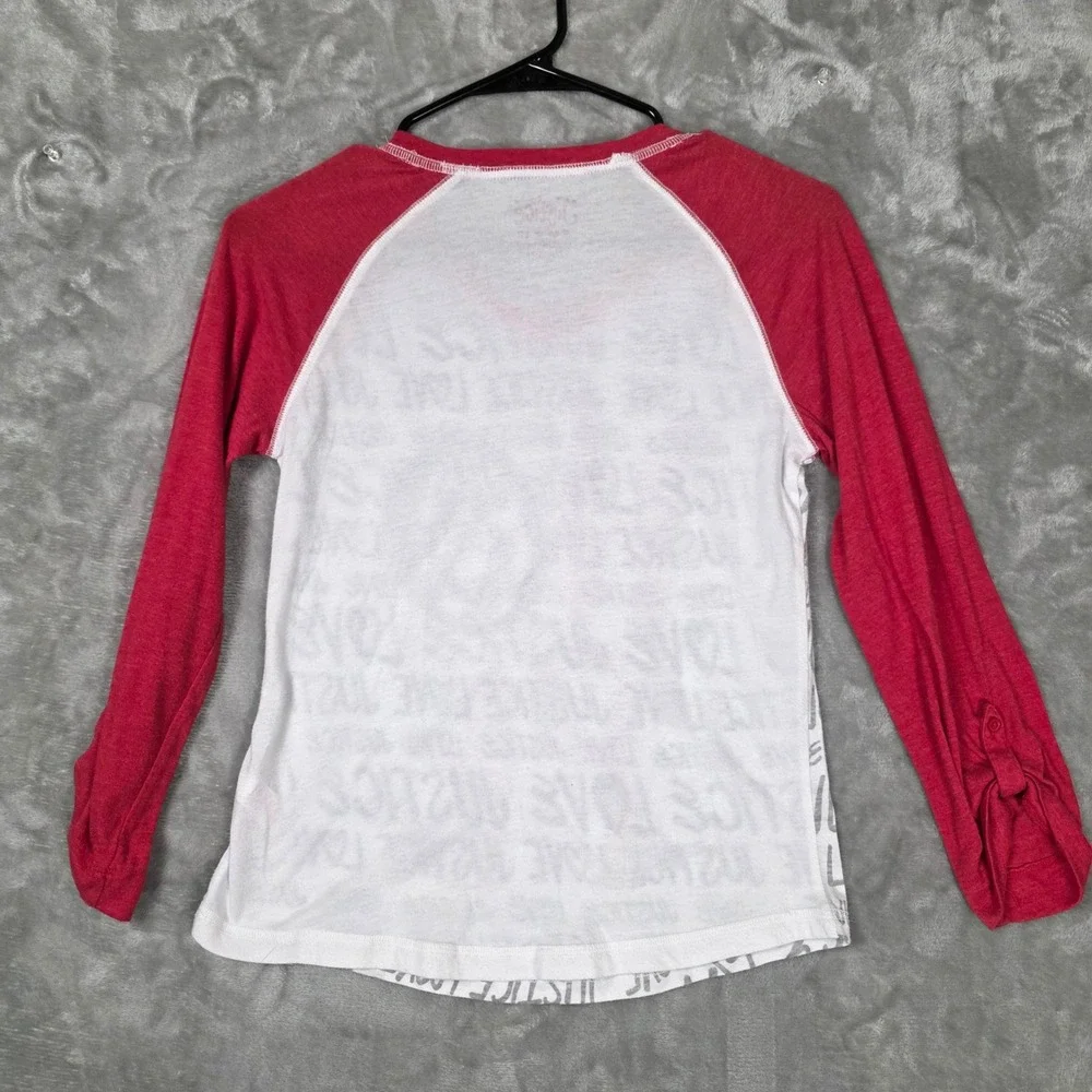 Justice Graphic Tops Girls Size 12 Red White Fair Christmas‎ Hope Sequin 2pc